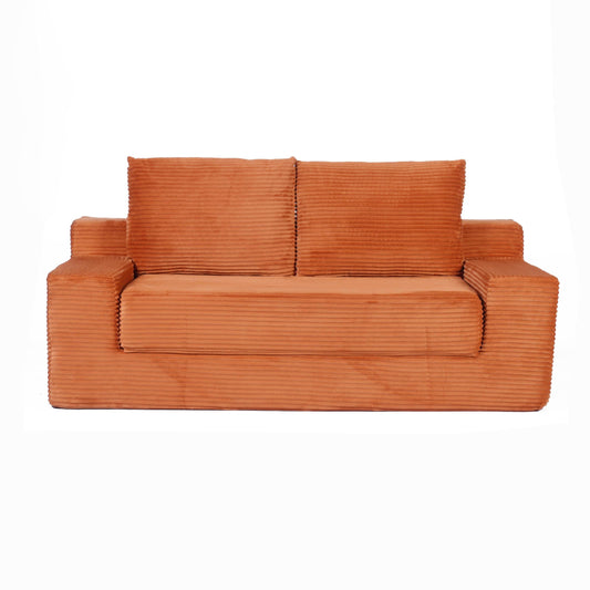 NEW Loveseat Sofa, Comfortable Deep Seat Sofa Bed, Modern Small Corduroy Couch for Living Room Bedroom,Reversible Cushion with Pillows,No Assembly Required,Orange
