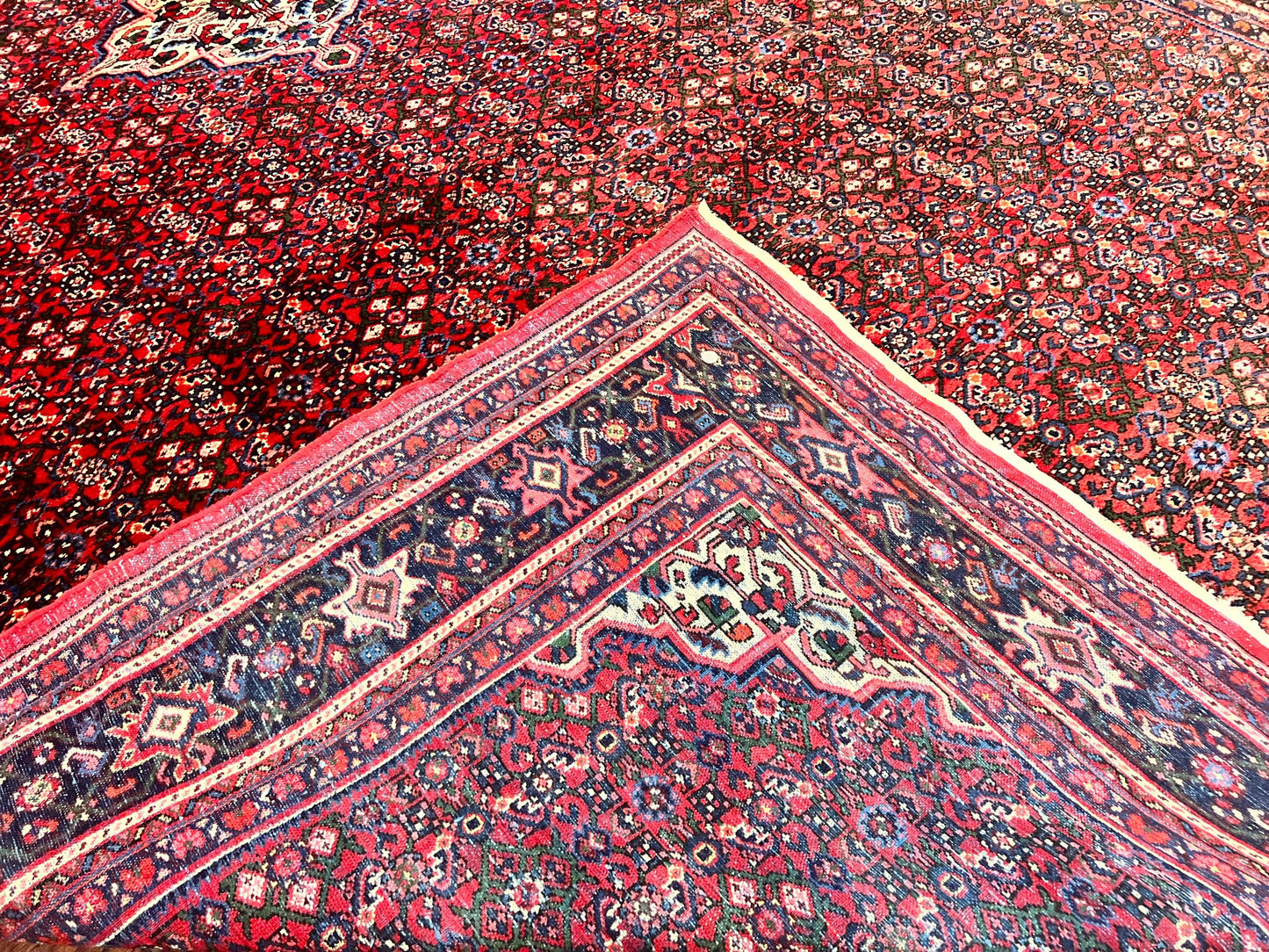 USED Large Persian Tribal Rug 11x17, Palace Sized Wool Handmade Vintage Carpet, Oversized Hand Knotted Rug, Red, Hamadan Dargazin Rug