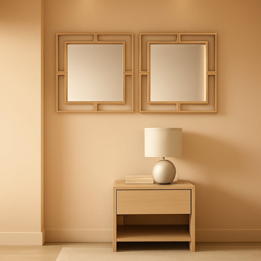 NEW Allick 18 Inch Square Mirror Antiqued Gold Set Of 2