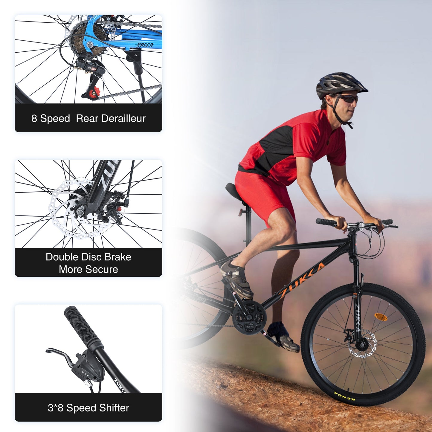 NEW Mountain Bike for Men and Women 26 inch 24 Speed Suspension Fork KENDA Tires