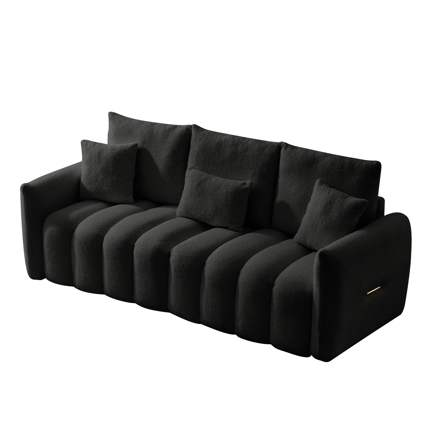 NEW 80.7 inch Premium Teddy Fabric Solid Wood Frame 3 Seat Oversized Upholstered Chair Sofa with 3 Back Pillows and 3 Back Cushions
