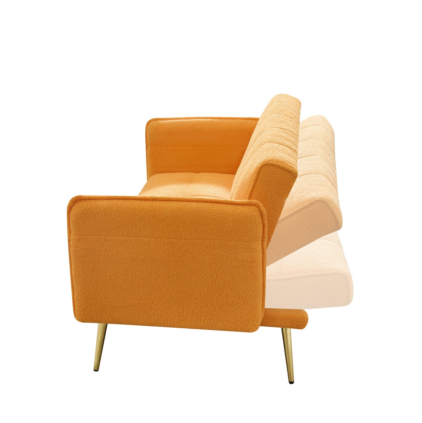 NEW 70-inch Modern Teddy Fleece Convertible Futon Sofa Bed with Adjustable Arms and Backrest