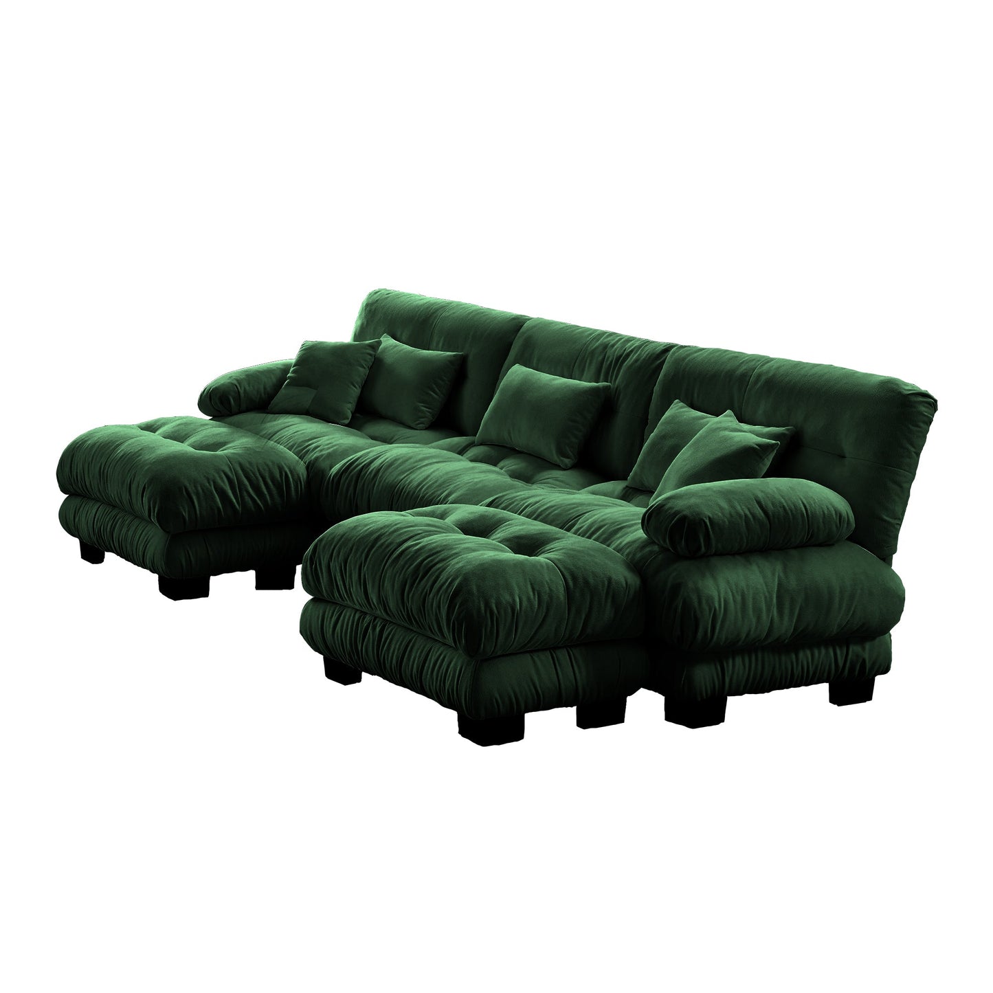 NEW Luxury Modular Sectional Sofa Couch - Oversized U Shaped Cloud Couch for Living Room,Deep Seat Sofa Couch with 2 Ottomans ,Chenille Green