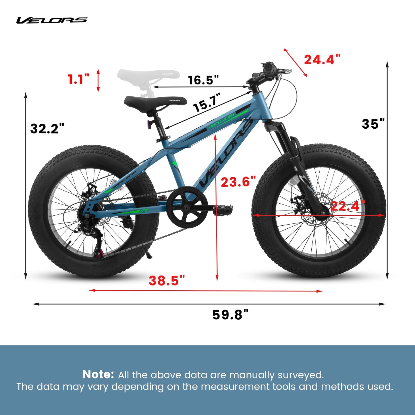 NEW V20235 20 Inch Fat Tire Bike Adult 7 Speed Mountain Bike, Dual Disc Brakes, High Carbon Steel Frame, Front Suspension, Mountain Buggy, City Commuter City Bike, Fat Tire Bike