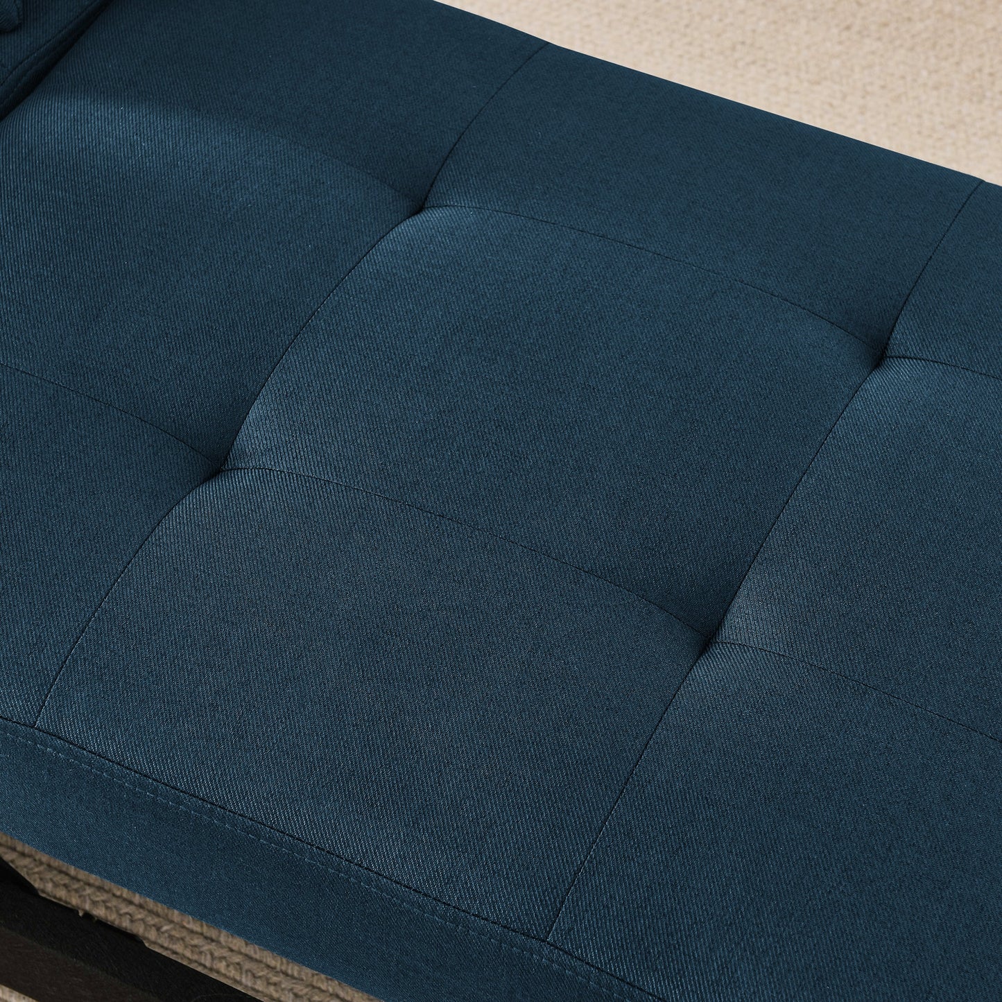 NEW Modern Blue Linen Fabric Convertible Sleeper Adjustable Backrest Couch Chair Recliner with Pullout Sofa Bed and Wheels