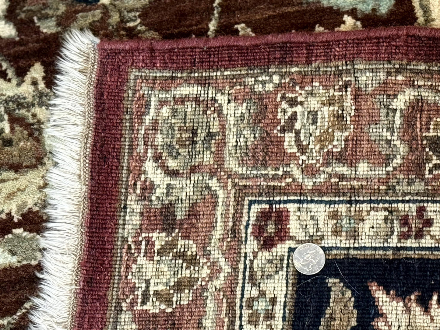 USED Palace Sized Indian Agra Rug 12x17, Wool Handmade Floral Allover Carpet
