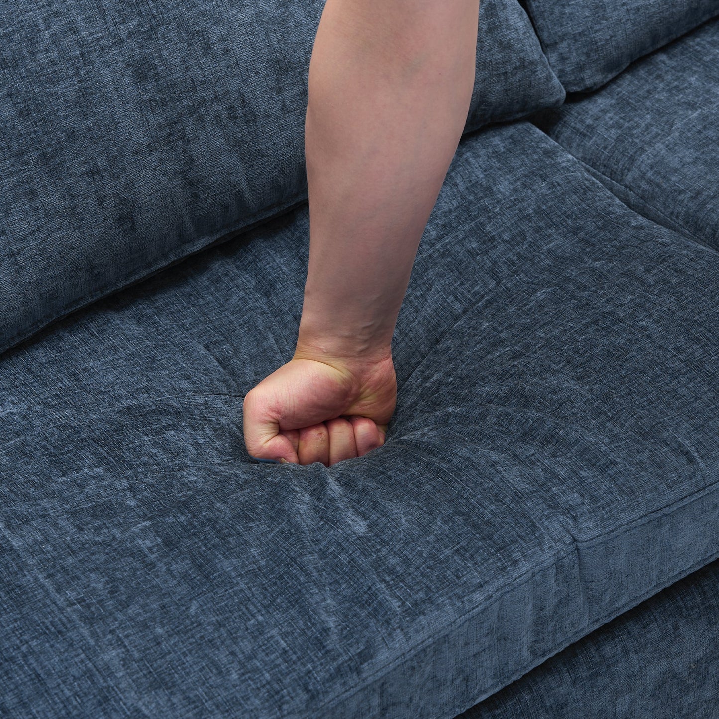 NEW 2-in-1 Sofa 82' Three-seater Sofa with Sofa Bed and Reversible Recliner, Blue Chenille