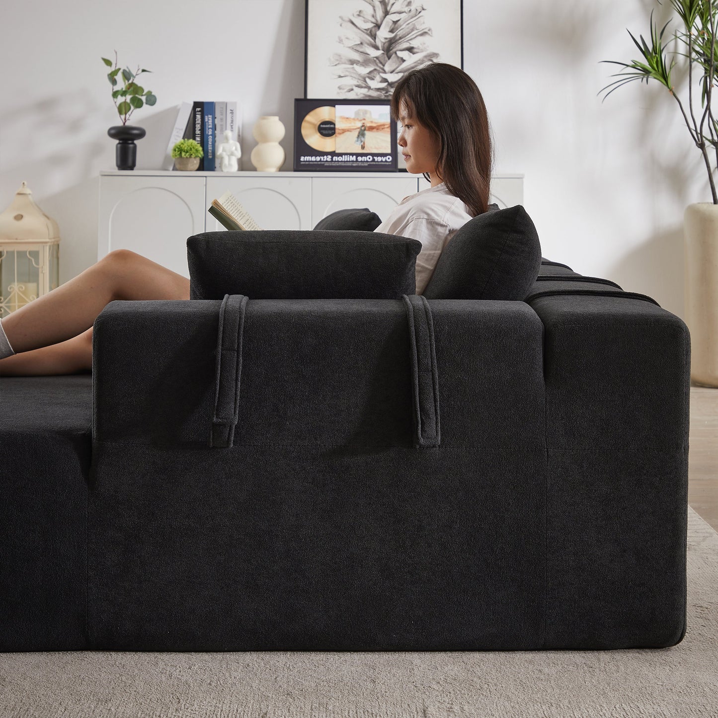 NEW Modern Chenille Upholstered Sectional Sofa Couch Set,Modular 108' L Shaped Sectional Living Room Sofa Set With 6 Pillows,Free Combination Sofa Couch for Living Room,Bedroom(Right Chaise)W834P240010