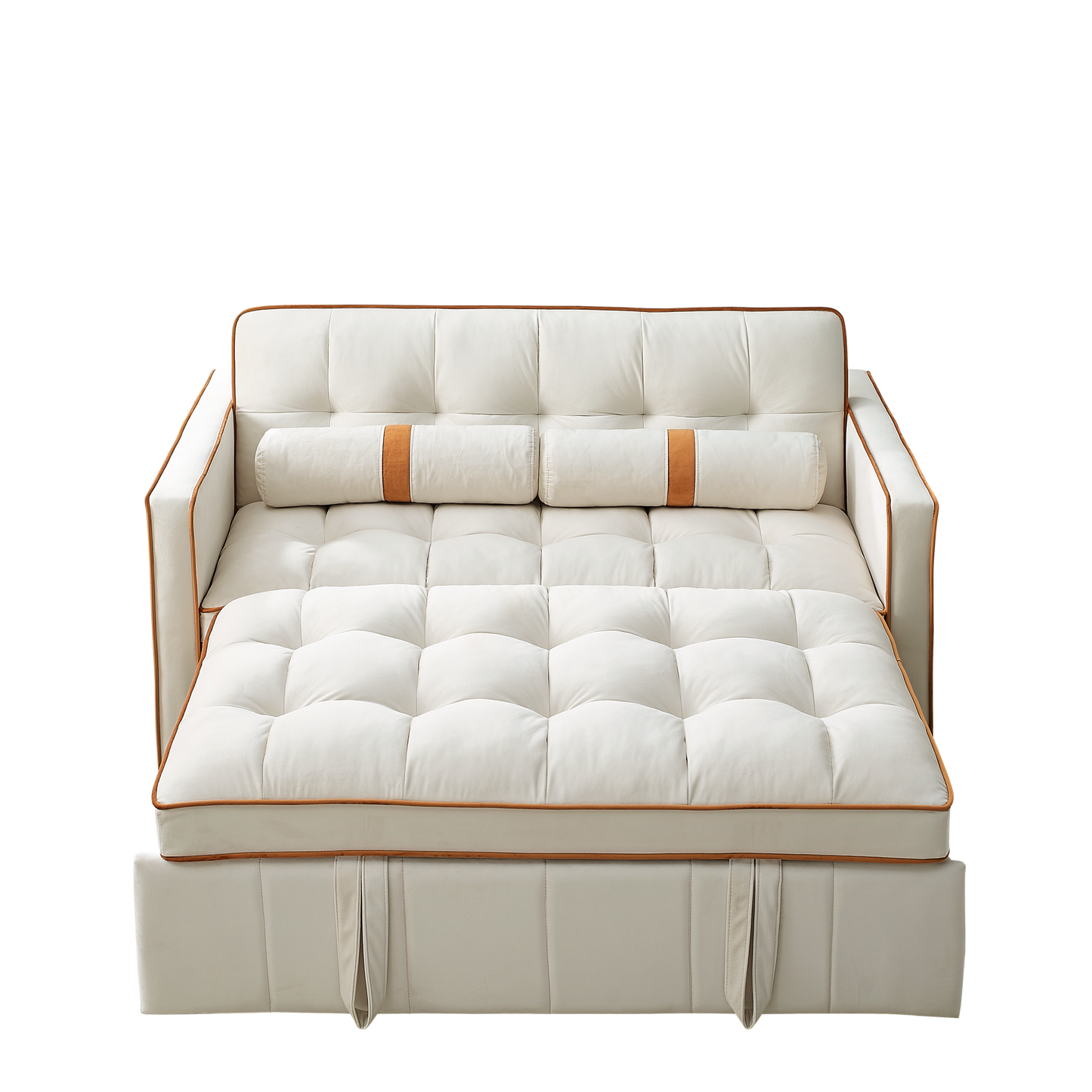 NEW Modern 55.5' Pull Out Sleep Sofa Bed 2 Seater Loveseats Couch with Side Pockets and Adjustable Backrest