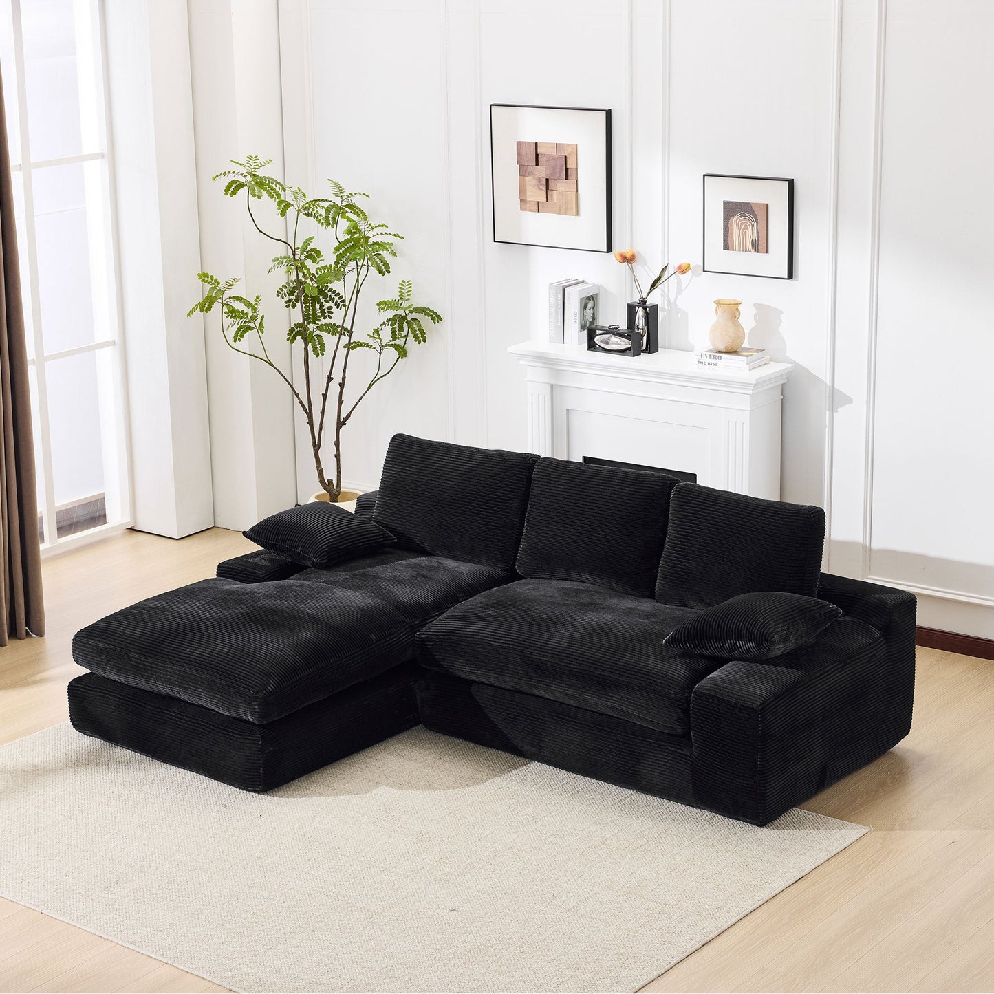 NEW 99*69' Modular Sectional Living Room Sofa Set, Modern Minimalist Style Couch, Upholstered Sleeper Sofa for Living Room, Bedroom, 2 PC Free Combination, Installation-free Sofa, L-Shape, Black