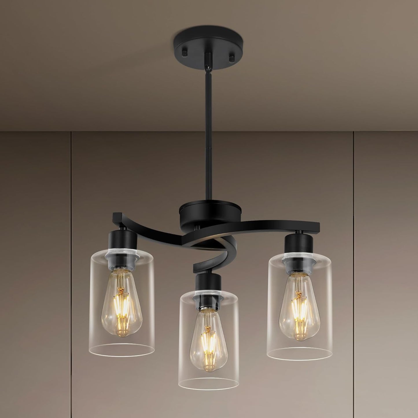 NEW Three Light Black Dining Chandeliers For Kitchen Island