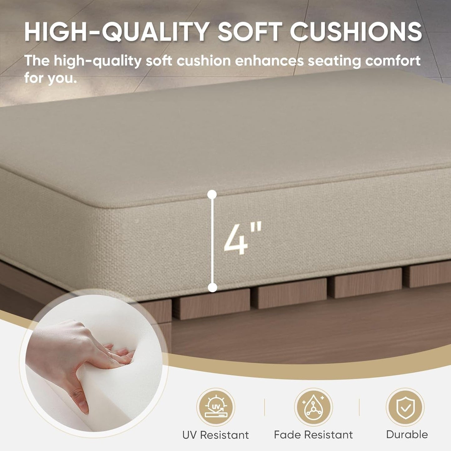 NEW Natural Cedar Outdoor Patio Ottomans Removable Cushions