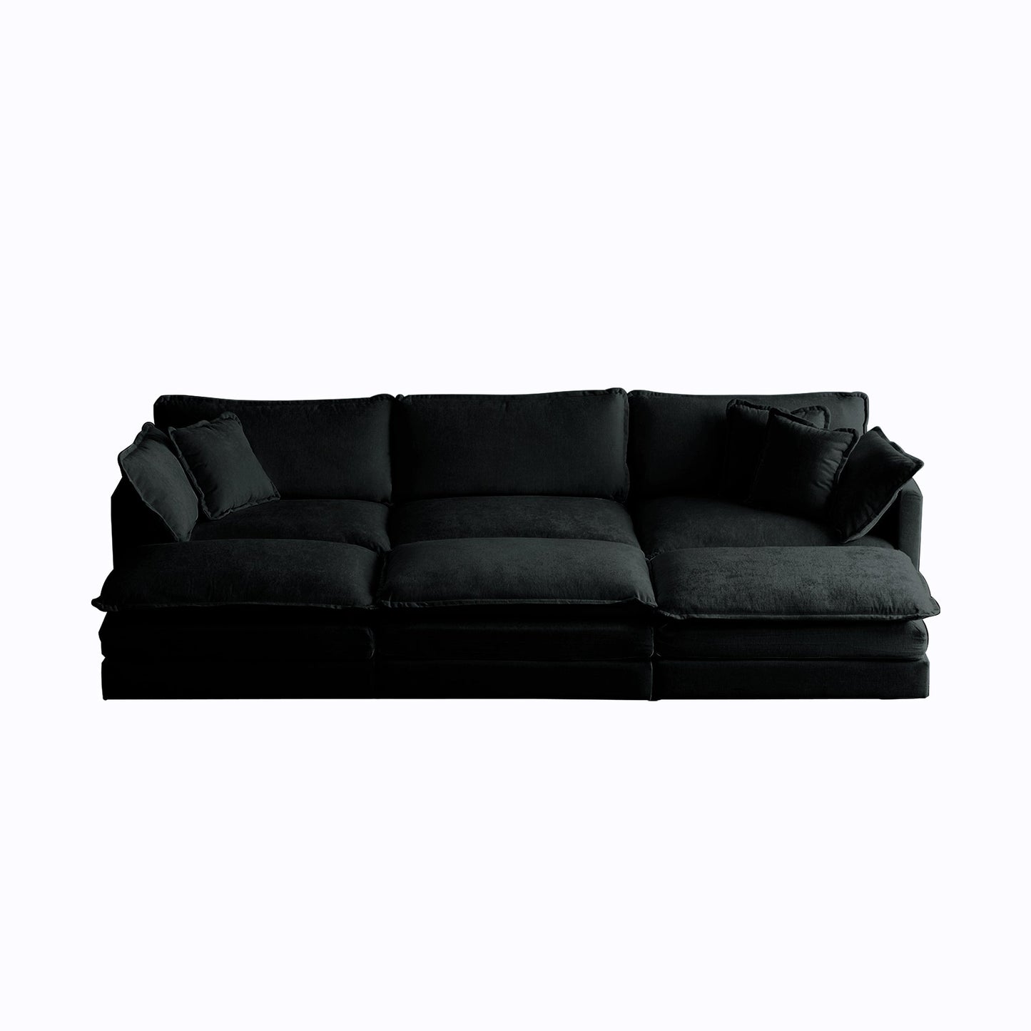 NEW Comfortable Deep Seat Reversible Modular 6 Seater Sectional Super Soft Sofa U Shaped Sectional Couch with 3 Ottomans, 3 Toss Pillows and 2 Arm Pillows