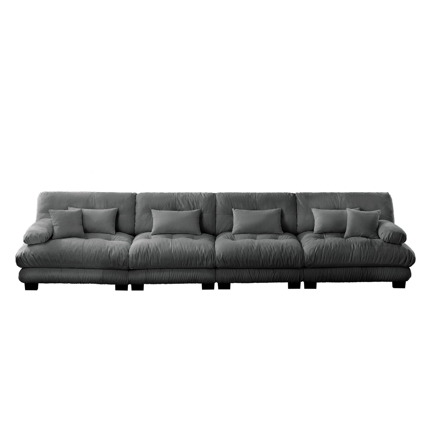 NEW 4-Seater Sectional Sofa Modular Deep Seat Sofa Couch , Chenille Sofa Comfy Upholstered Sofa for Living Room, Apartment, Studio, Office,Chenille Gray