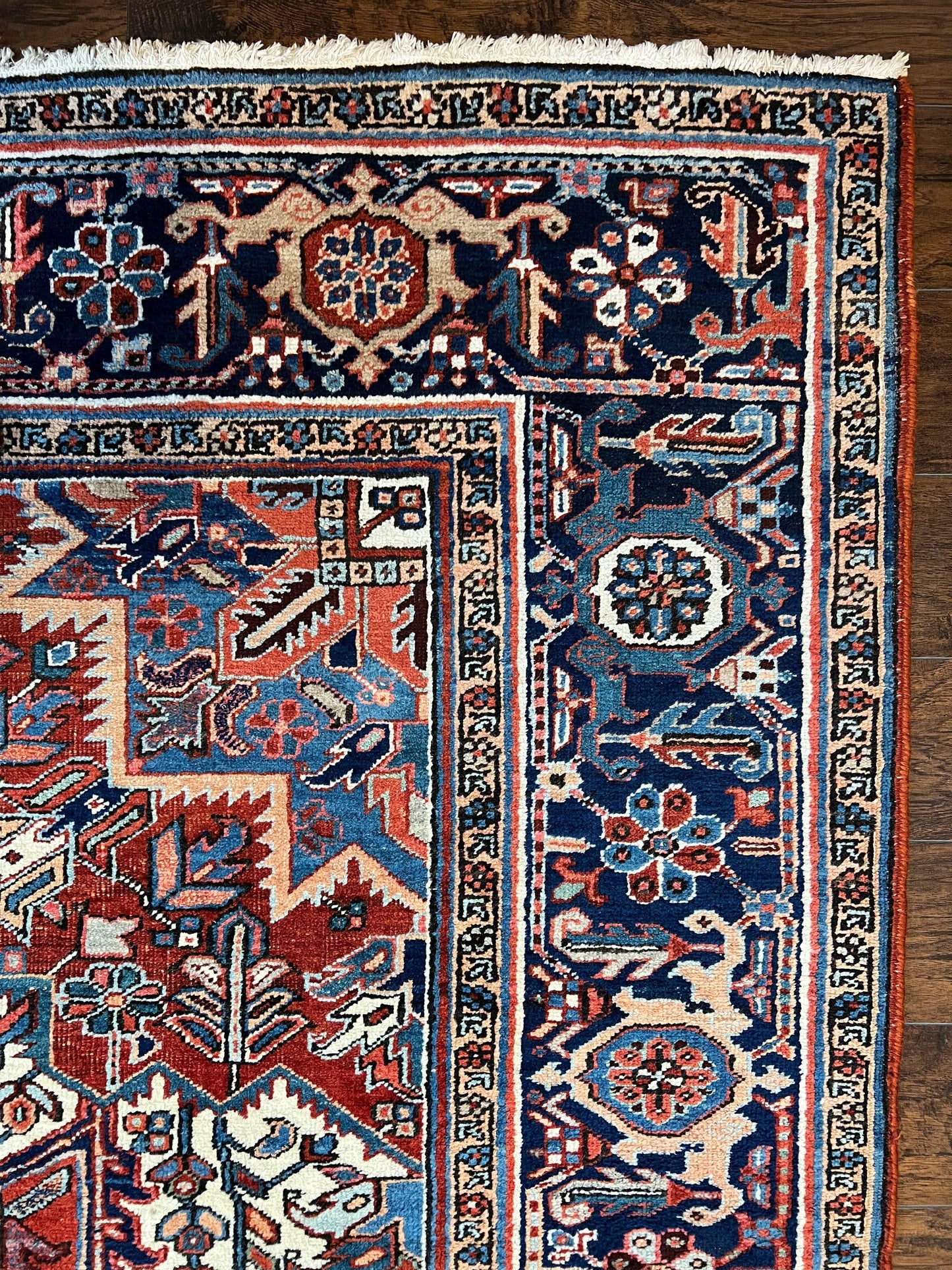 USED Antique Persian Heriz Rug – 11x16 Palace Size, Geometric Medallion, 1920s