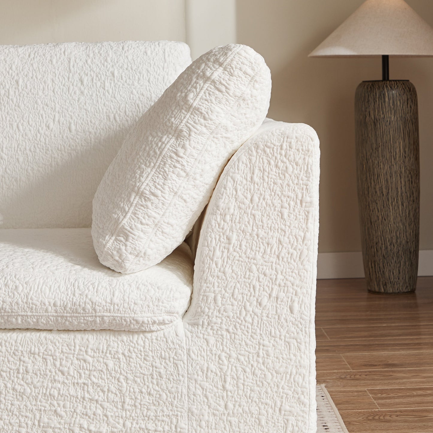 NEW Cloud Style 3 Seater Convertible Couch Warm White, Chenille Fabric L-Shape Modular