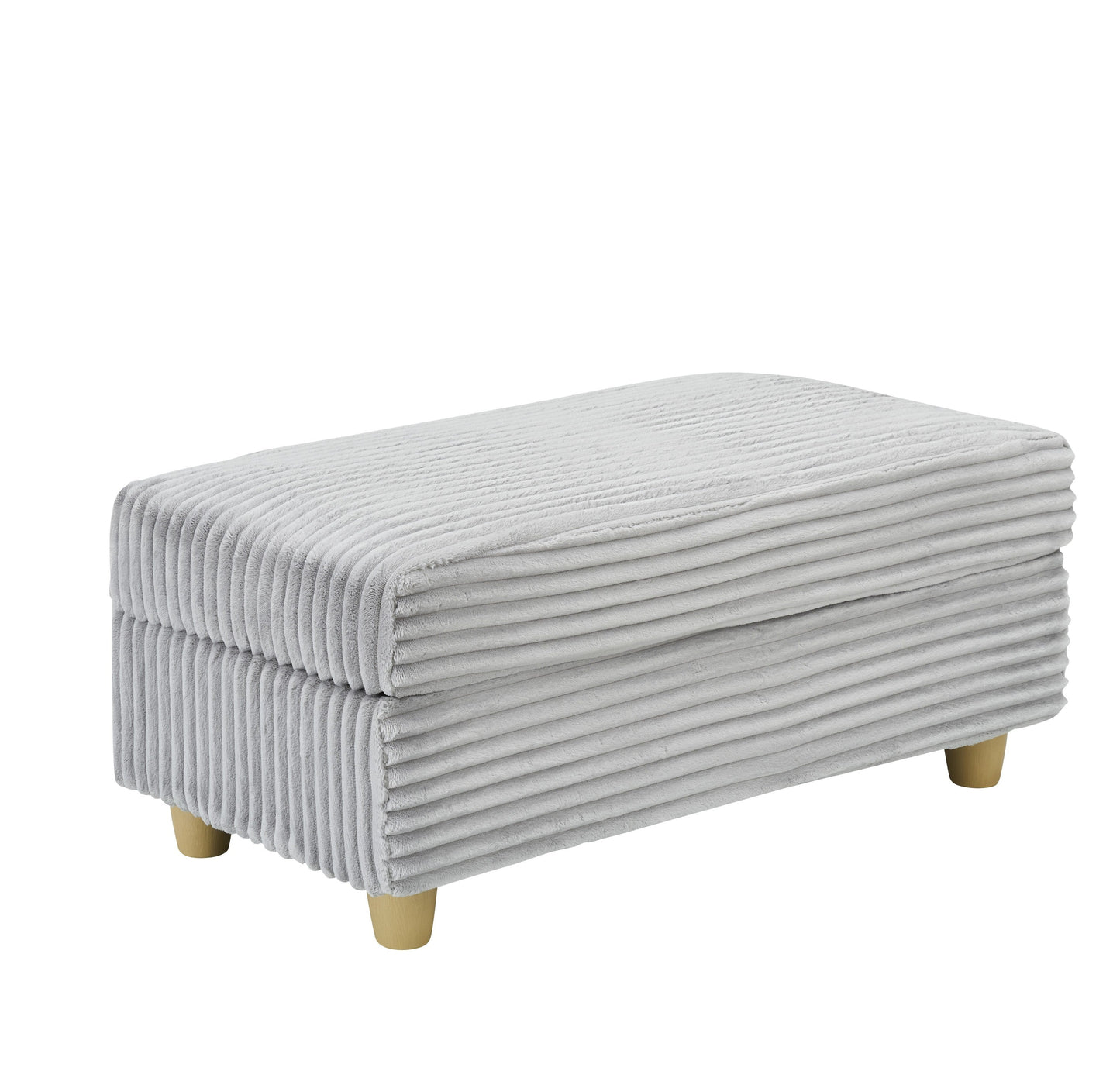 NEW Gray Corduroy Fabric Single Seater Oversized Loveseat with Storage Ottoman