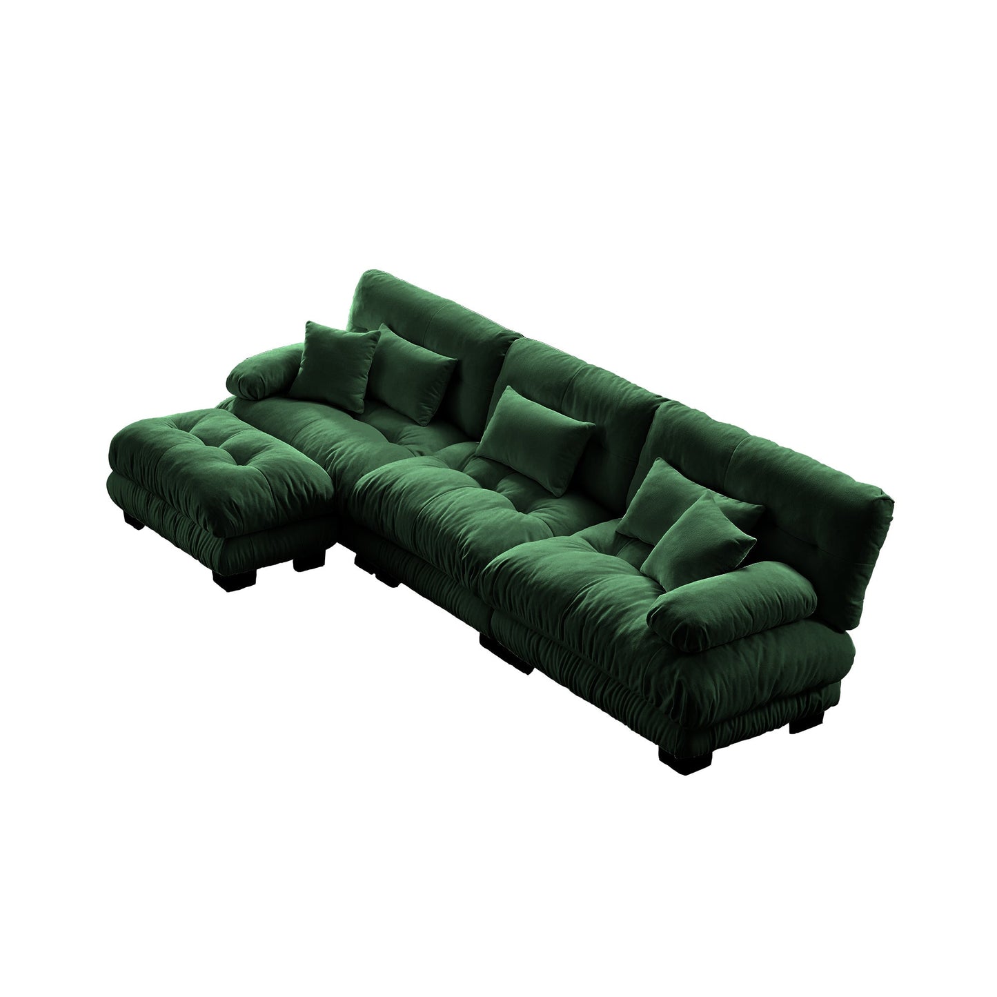 NEWn Luxury Chenille Green Oversized Modular Sectional L Shaped Cloud Deep Seat Sofa Couch with Convertible Ottoman