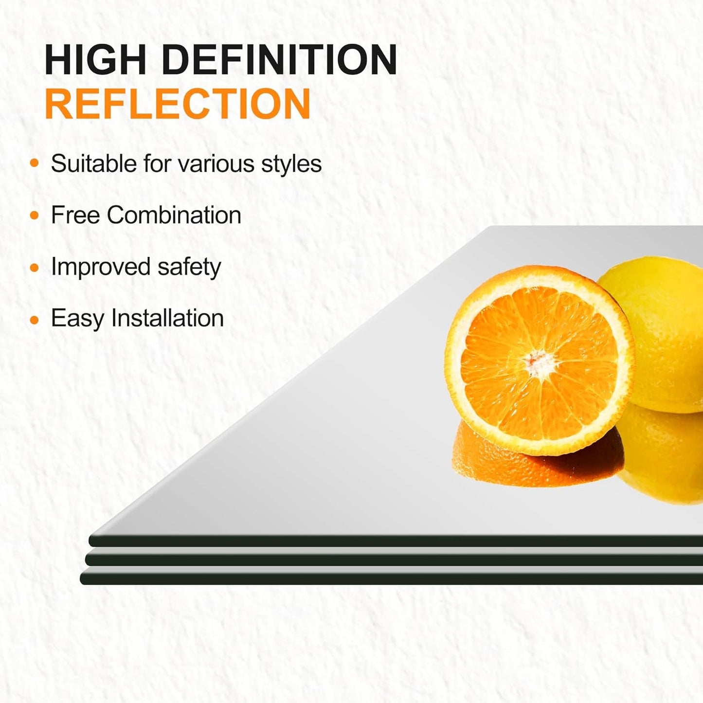 NEW Frameless Full Length Mirror Tiles 16x12 Inch Wall Set