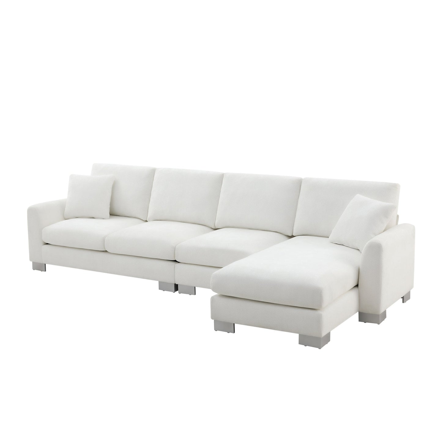 NEW Chenille Upholstered Modern Oversized L-Shaped Sectional Sofa with Chaise and Pillows