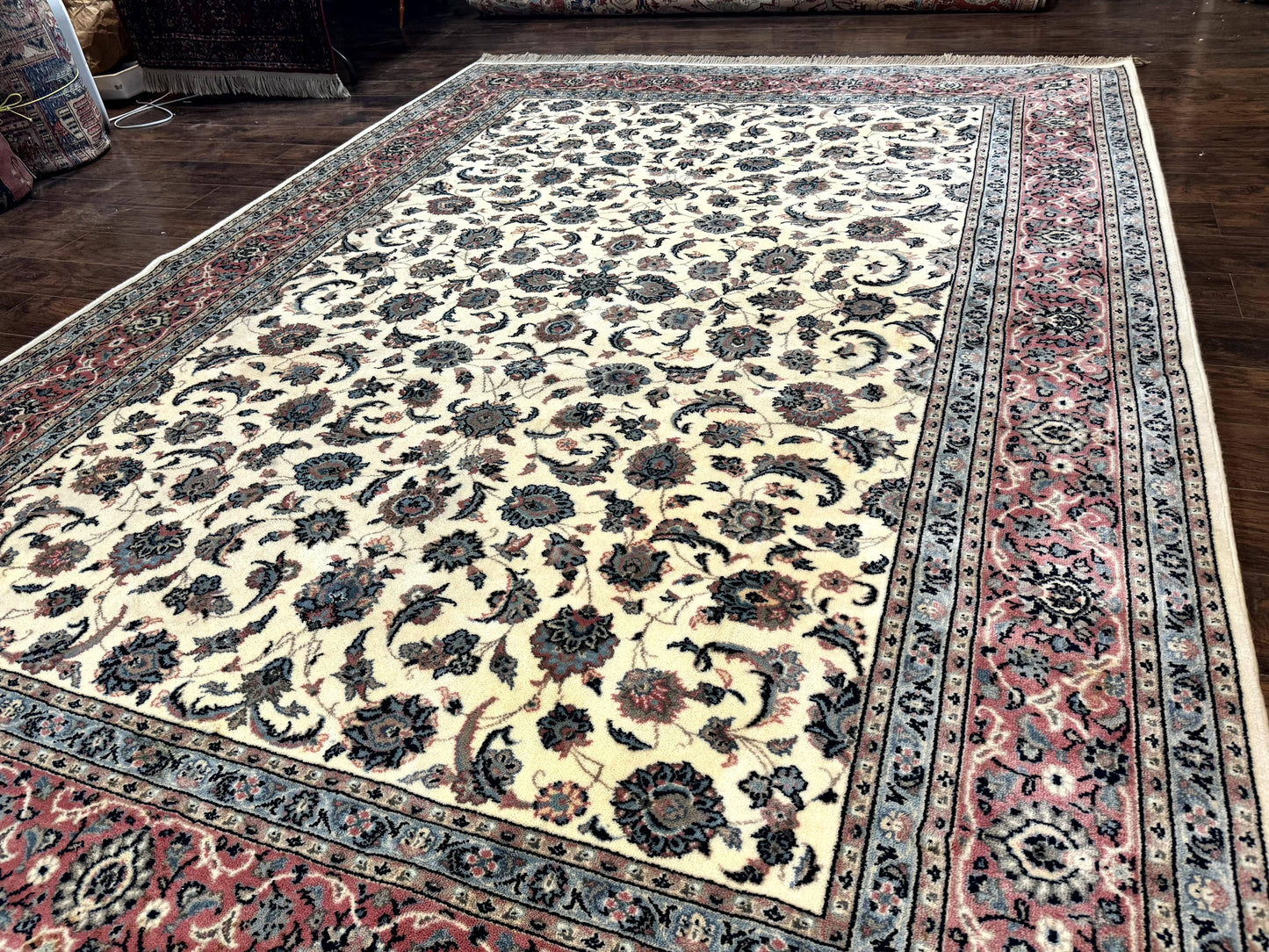 USED Karastan Rug 8.8 x 12, Ivory Rose Kashan #768, Wool Pile Karastan Carpet, Original 700 Series, Rare, Discontinued, Vintage