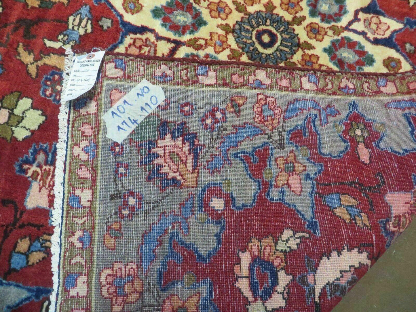 USED 4' X 6' Antique Handmade India Floral Oriental Wool Rug Vegetable Dyes #120