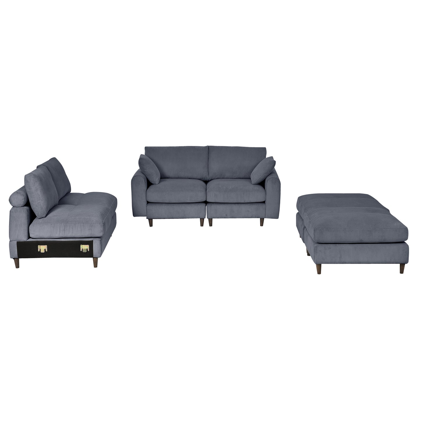 NEW Modern Gray Corduroy Oversized Modular U-Shaped Convertible Sectional Sofa Set with Pillow and Footstool