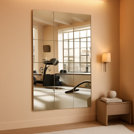 NEW 14 By 12 Inch Home Gym Mirror Tile Set For Wall 12 Pcs