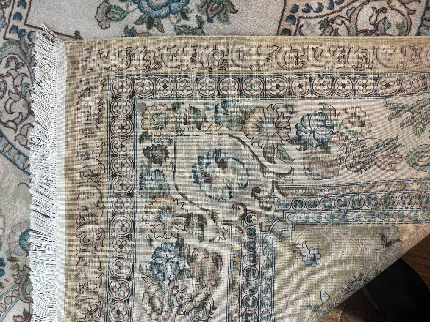 USED Pak Persian Rug 8 x 10.6, Elegant Oriental Carpet, Floral Medallion, Vintage Handmade Wool Rug, FIne 240 KPSI