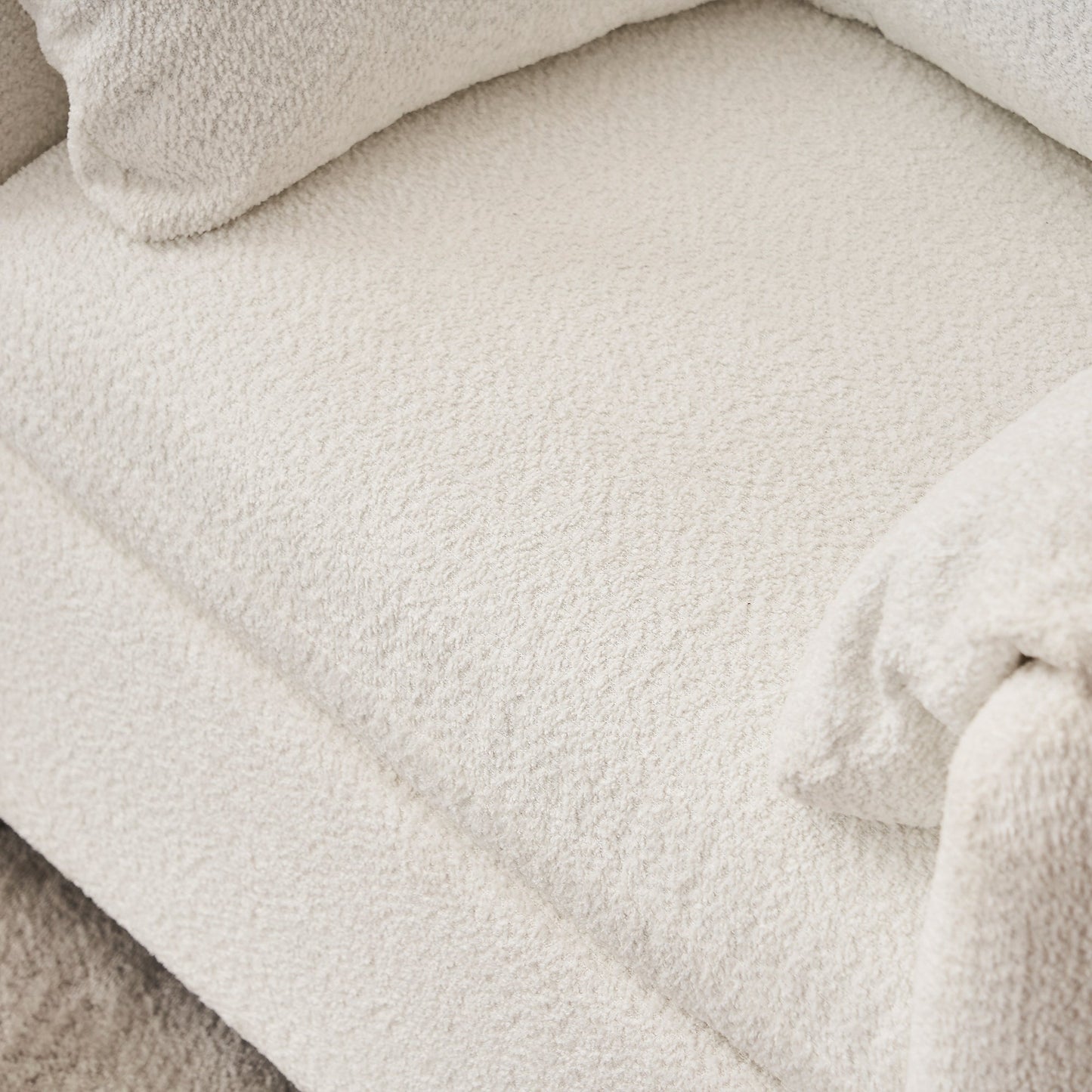 NEW Fixed Modern Ivory White Plush Chenille Lounge Accent Single Seater Armchair Chair with High-Resilience Cushion