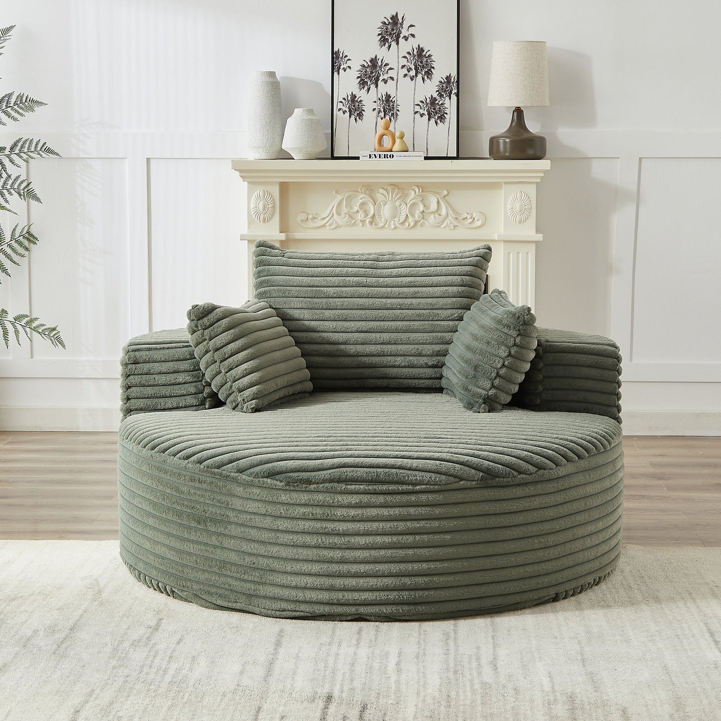 NEW 55'' L Corduroy Sponge Single Sofa Fluffy Modern Sleeper Chair