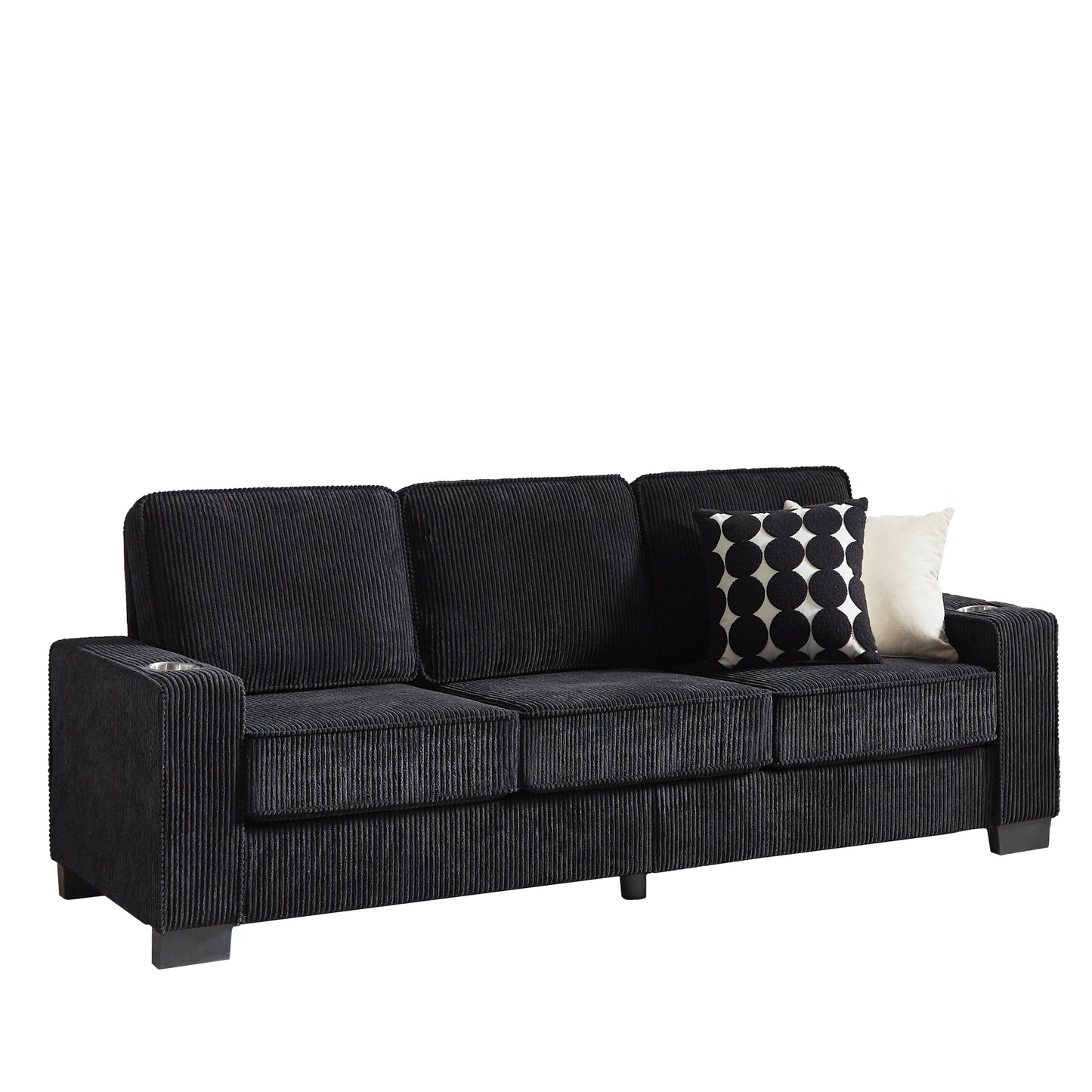 New Modern Corduroy Fabric Sofa, 3-Seater Compressed Couch