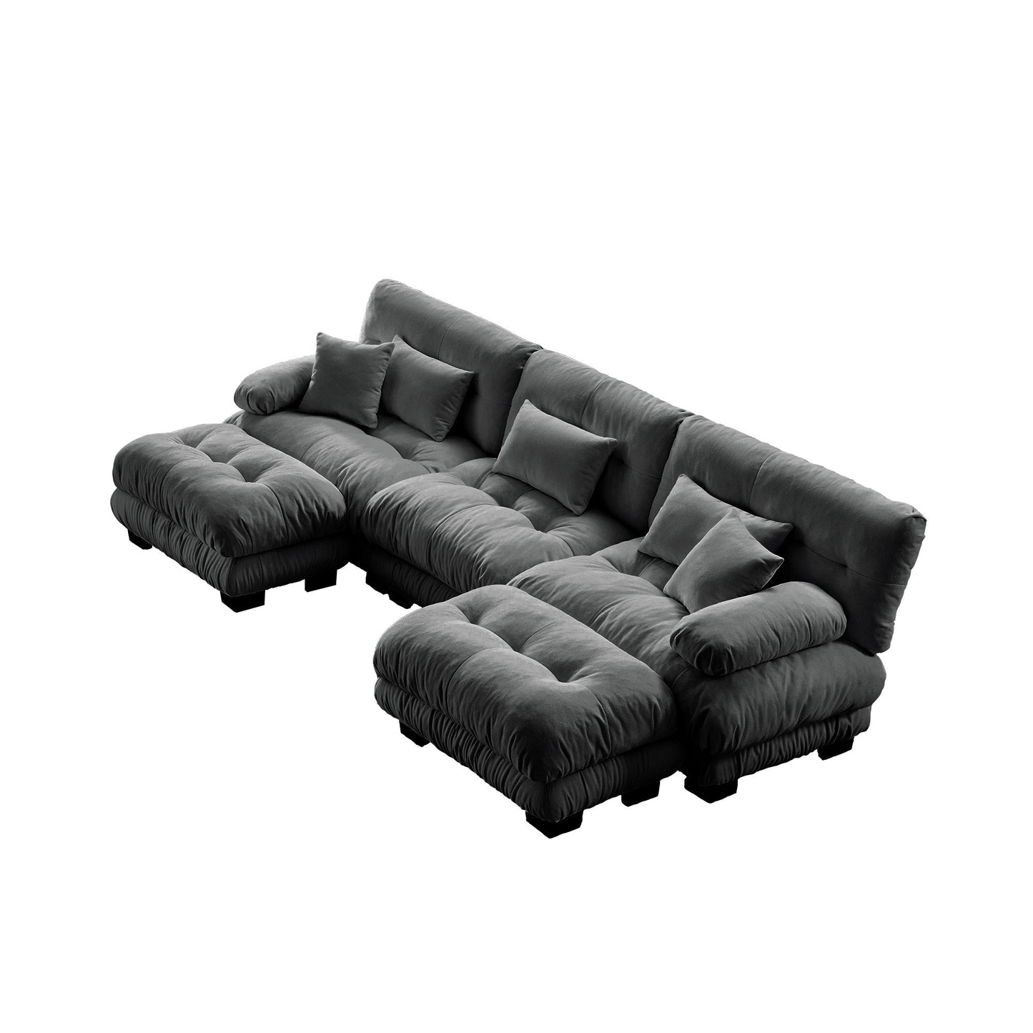 NEW Luxury Modular Sectional Sofa Couch - Oversized U Shaped Cloud Couch for Living Room,Deep Seat Sofa Couch with 2 Ottomans ,Chenille Gray