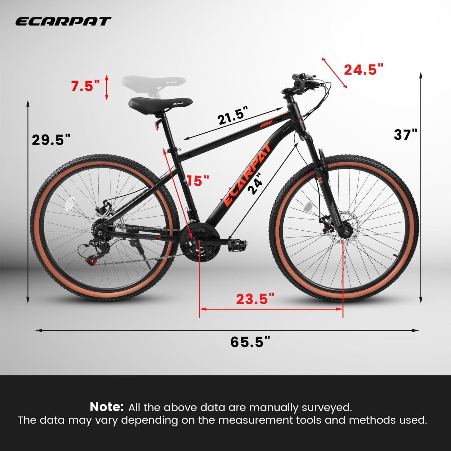 NEW A24301 24 Inch Mountain Bike for Teenagers, High Carbon Steel Frame, Disc Brakes, Durable Design, Brown Edge Tires, Ideal for School Commuting