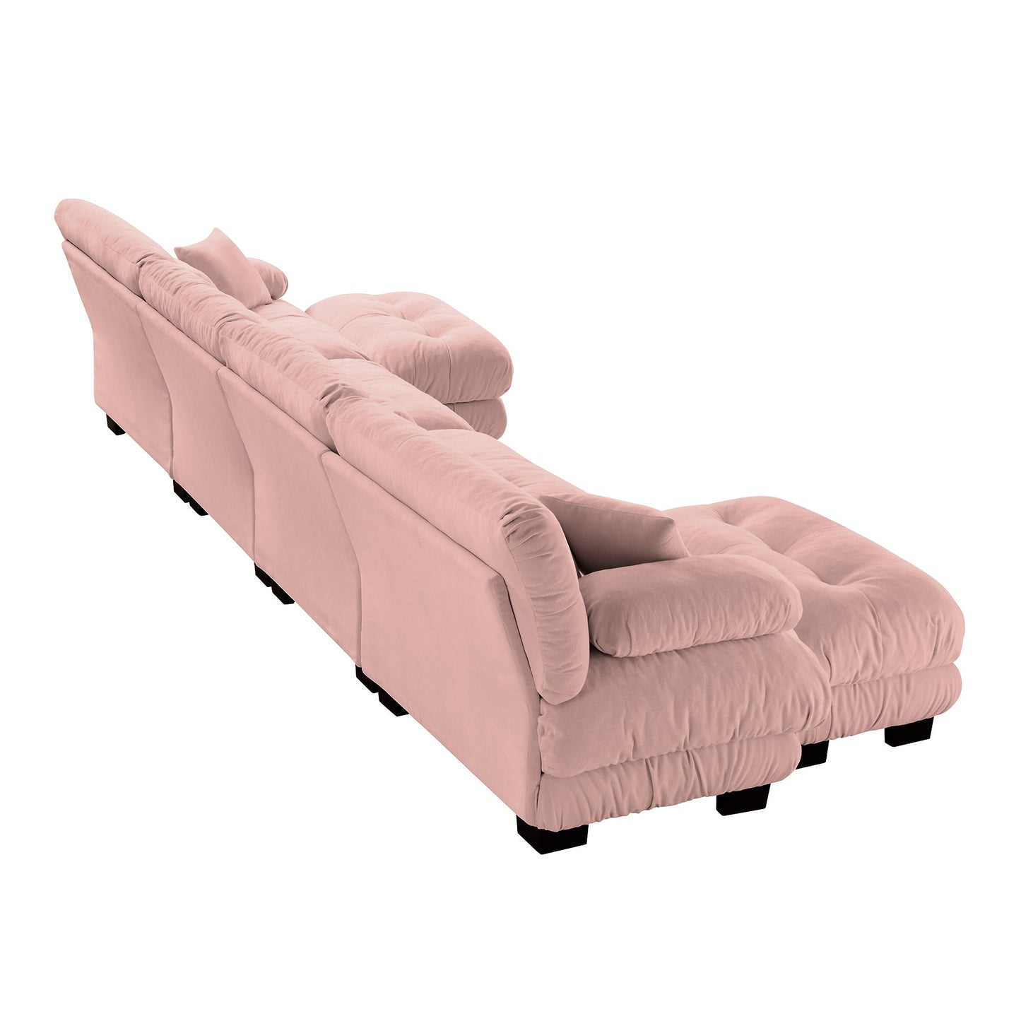 NEW Pink Chenille Free Combination Modular Sectional U Shaped Sofa Comfy Four Seater Couch with 2 Ottomans