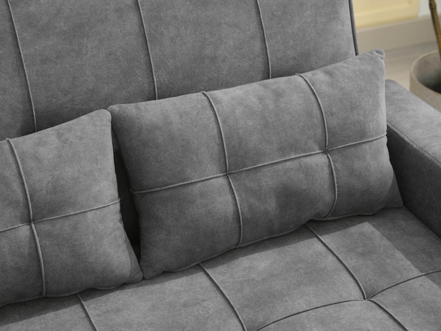 NEW Dark Grey Cloth Fabric 2 Seater Loveseat Recliner Sofa Bed with Adjustable Backrest USB and Cupholders