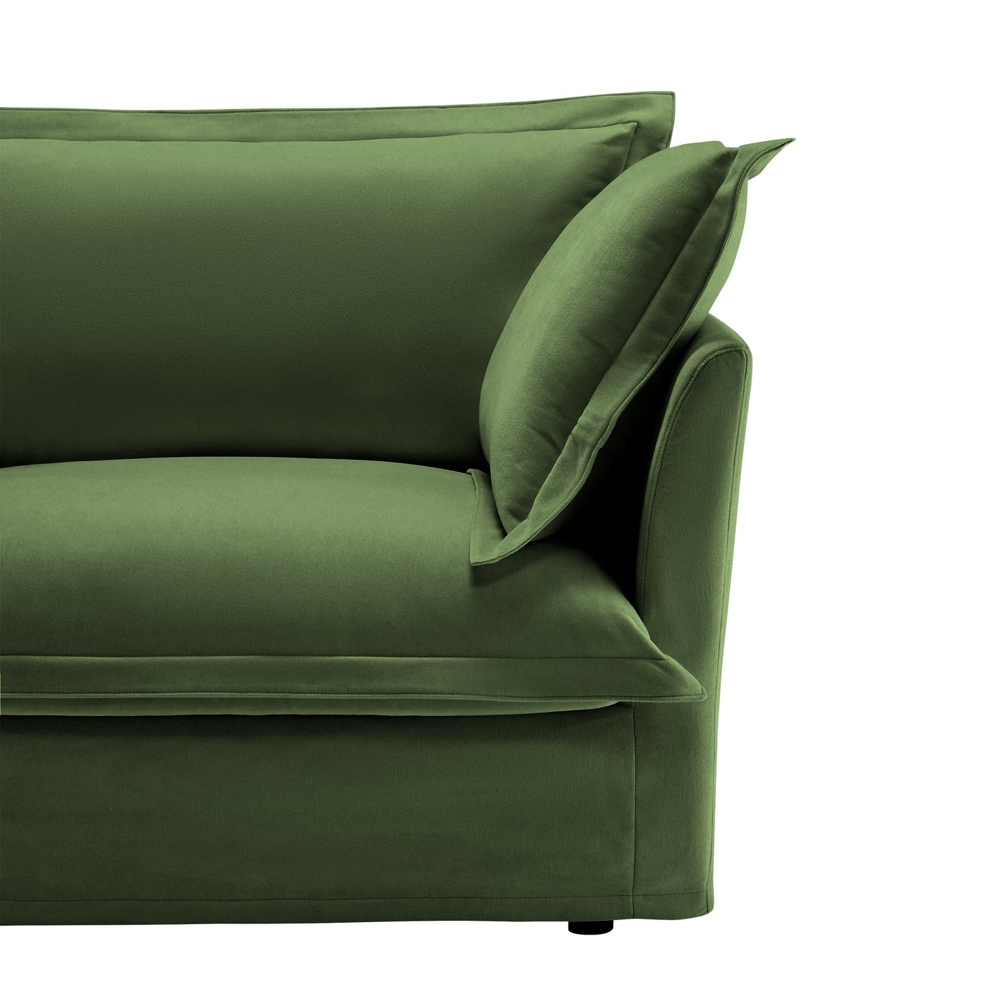 NEW Slip-covered Armchair with 1 Big Back Cushion and 2 Big Toss Pillows, Single Deep Seat Comfy Single Couch Sofa Multiple Large Soft Pillows, Chenille Fabric, Green