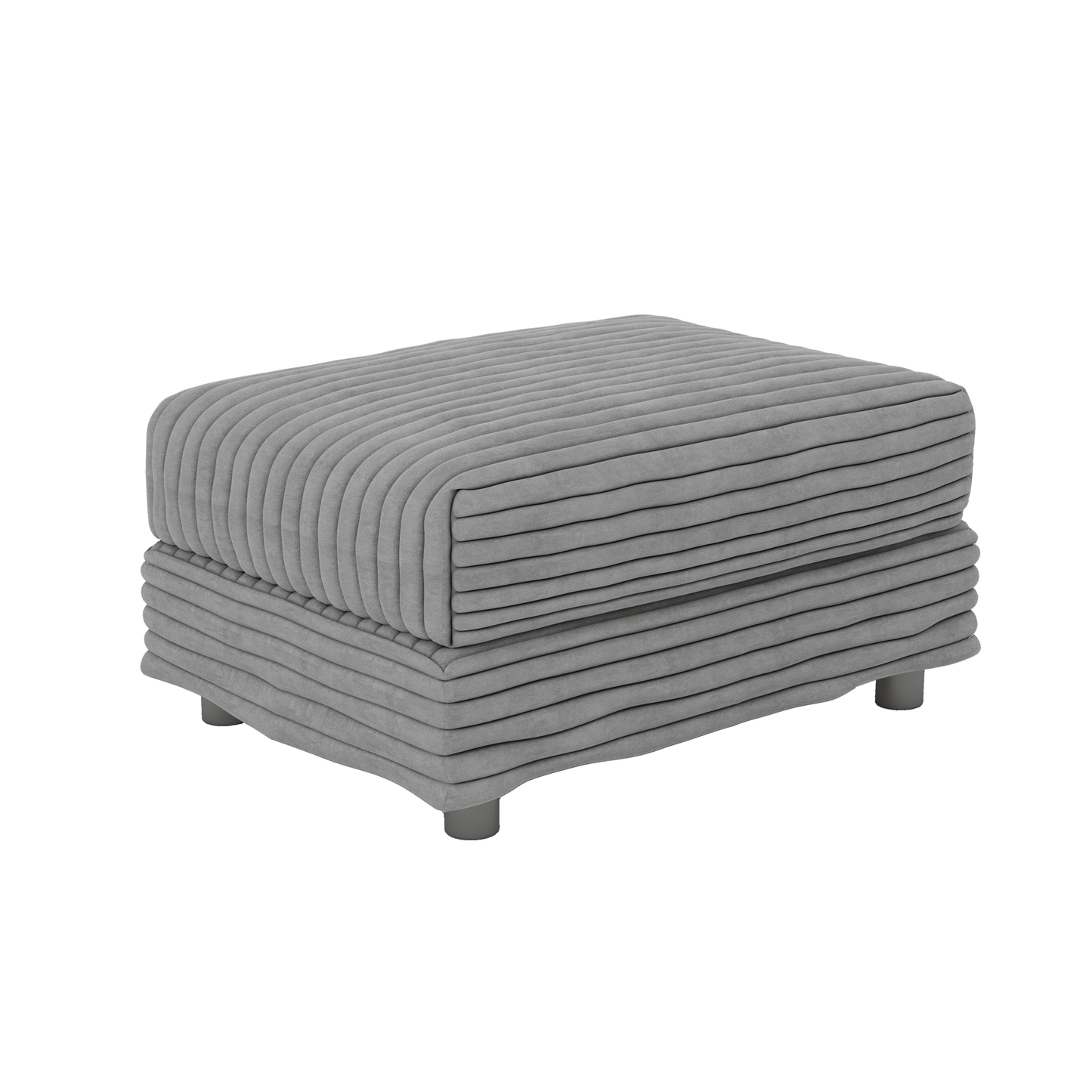 NEW 104.3' Plush Grey Corduroy Modern Comfy Upholstered 4-Seat Comfy Deep Seat Sofa Cloud Couch with Soft Pillows and 3 Ottomans Convertible Lounge Char