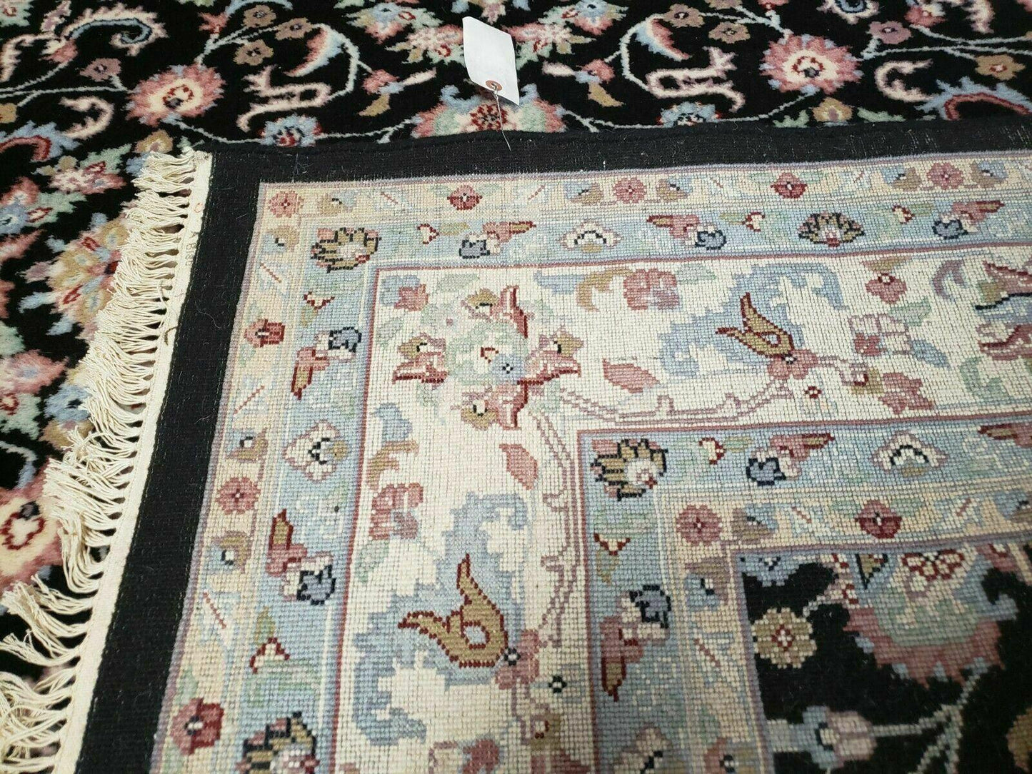 USED 6' X 9' Handmade Indian Agra Wool Rug Carpet Vegetable Dyes Black