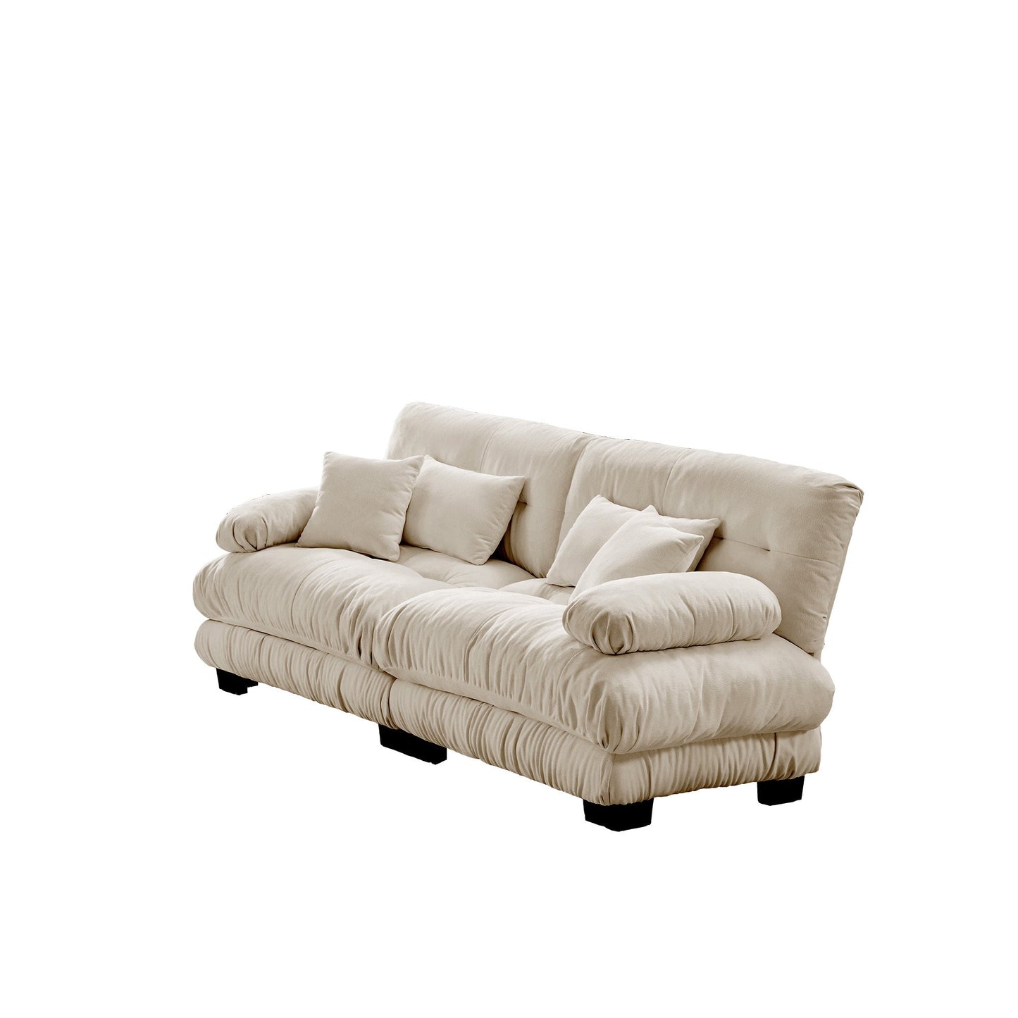 NEW Cloud Couch Chenille Light Coffee 2 Seat Sofa with 2 Lumbar and 2 Throw Pillows