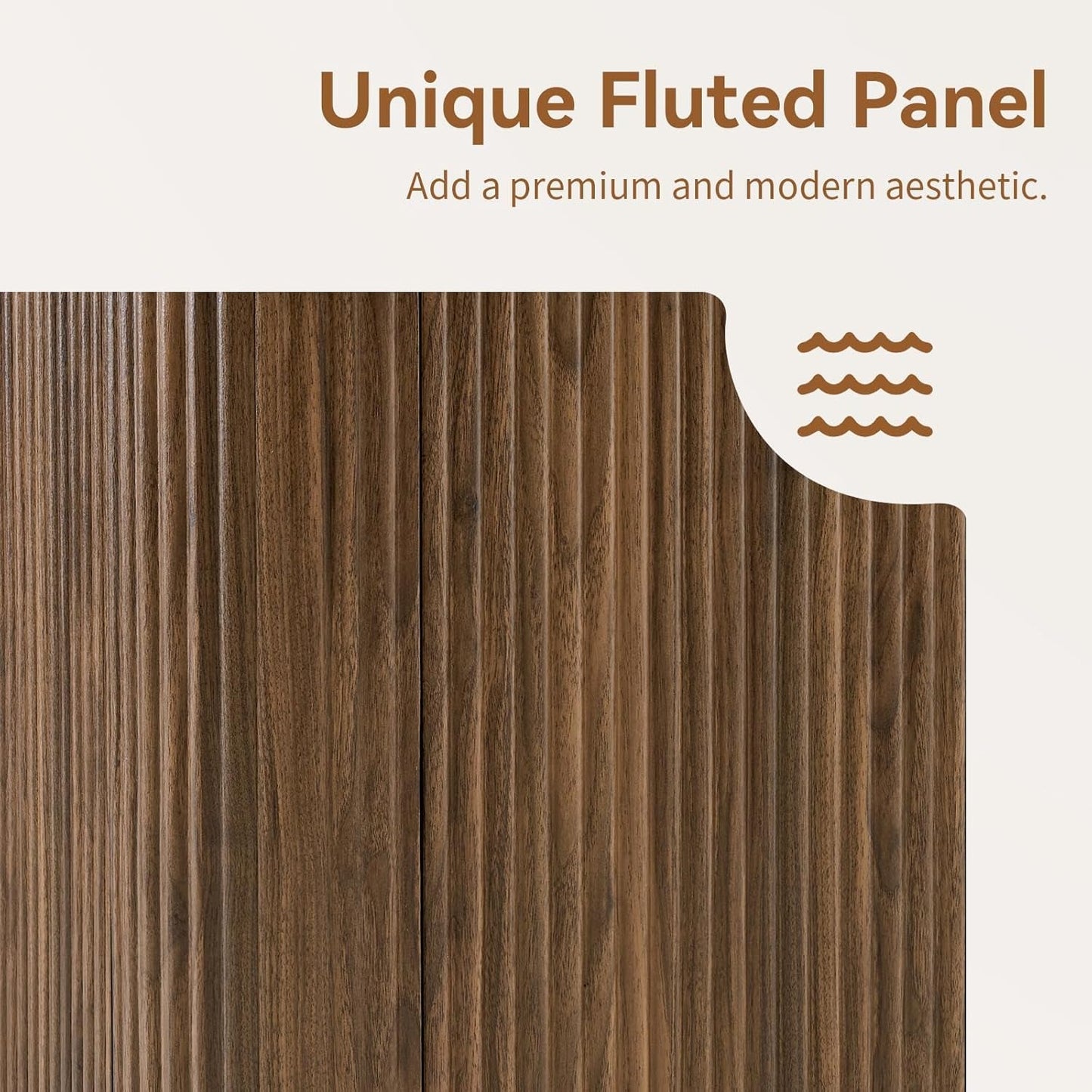 NEW 64 Inch Walnut Contemporary Buffet Sideboard Cabinet