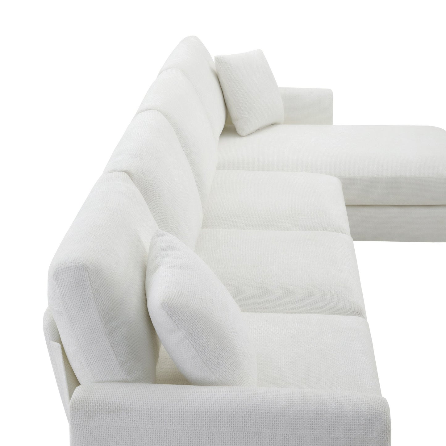 NEW Chenille Upholstered Modern Oversized L-Shaped Sectional Sofa with Chaise and Pillows