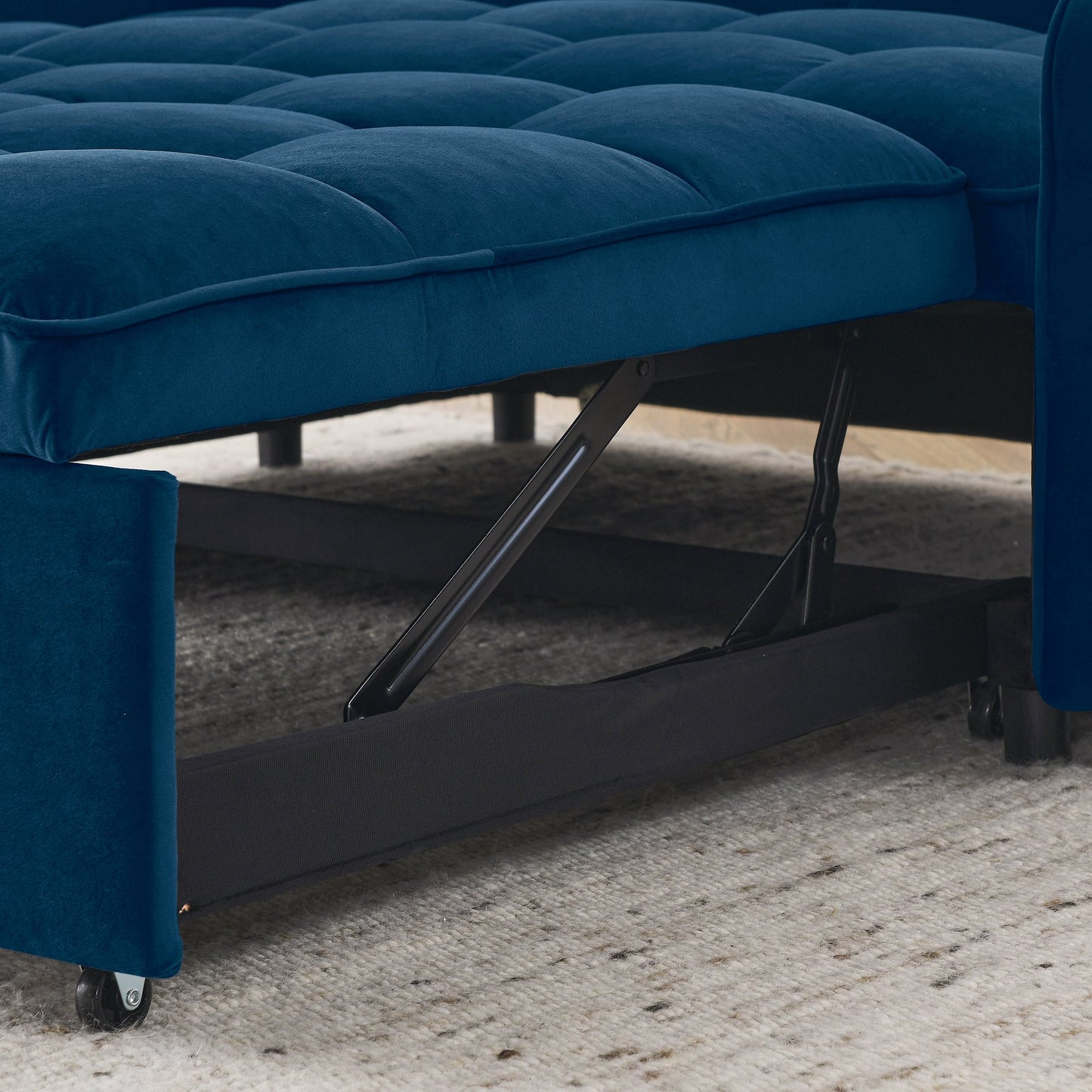 NEW Blue Copper Nail Loveseat Sofa Bed with Pull-out Bed with Adjustable Back Two Arm Pocket TypeC and USB Charging