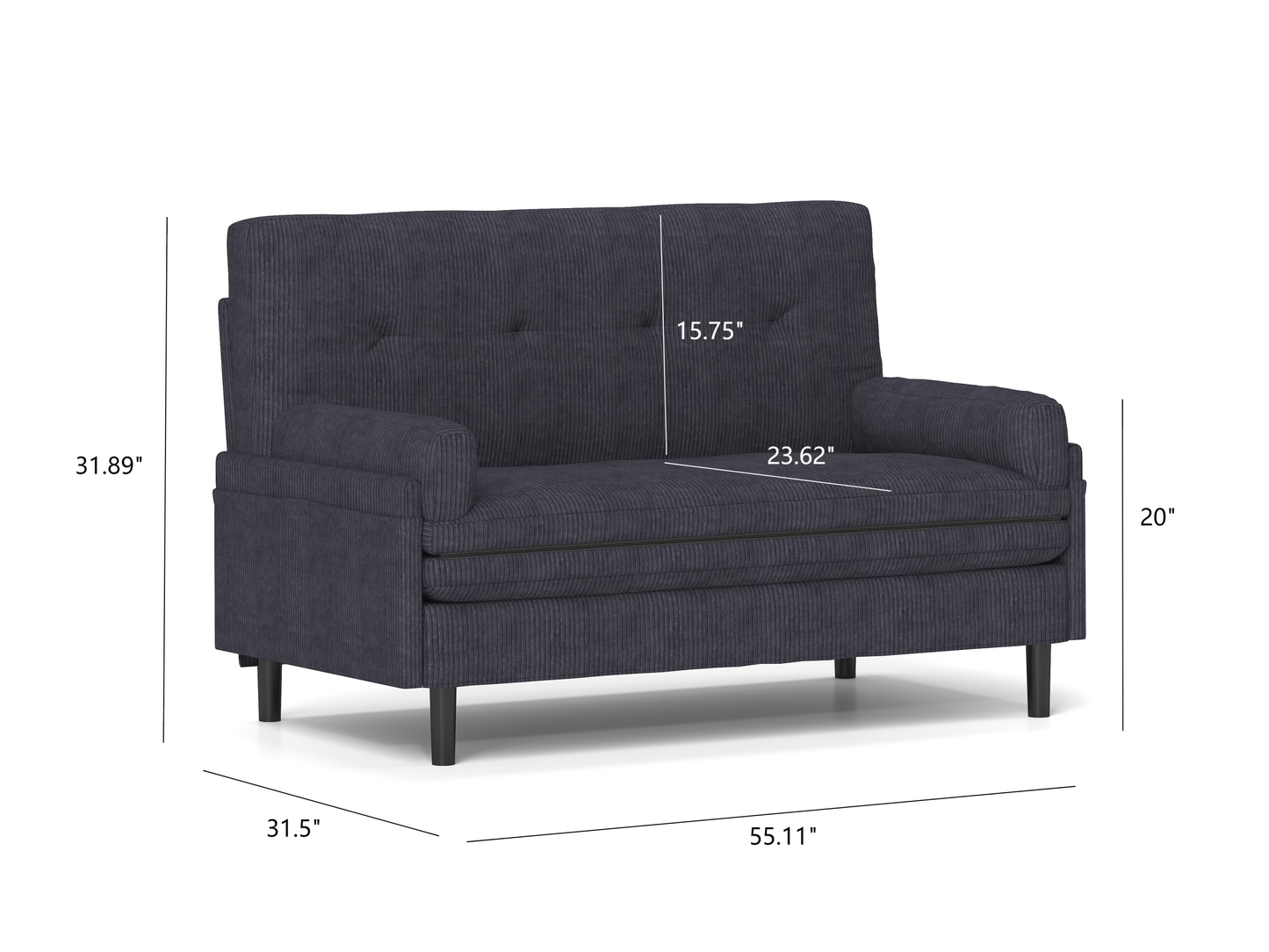 NEW Grey Velvet Loveseat Sofa Bed Lounge Couch