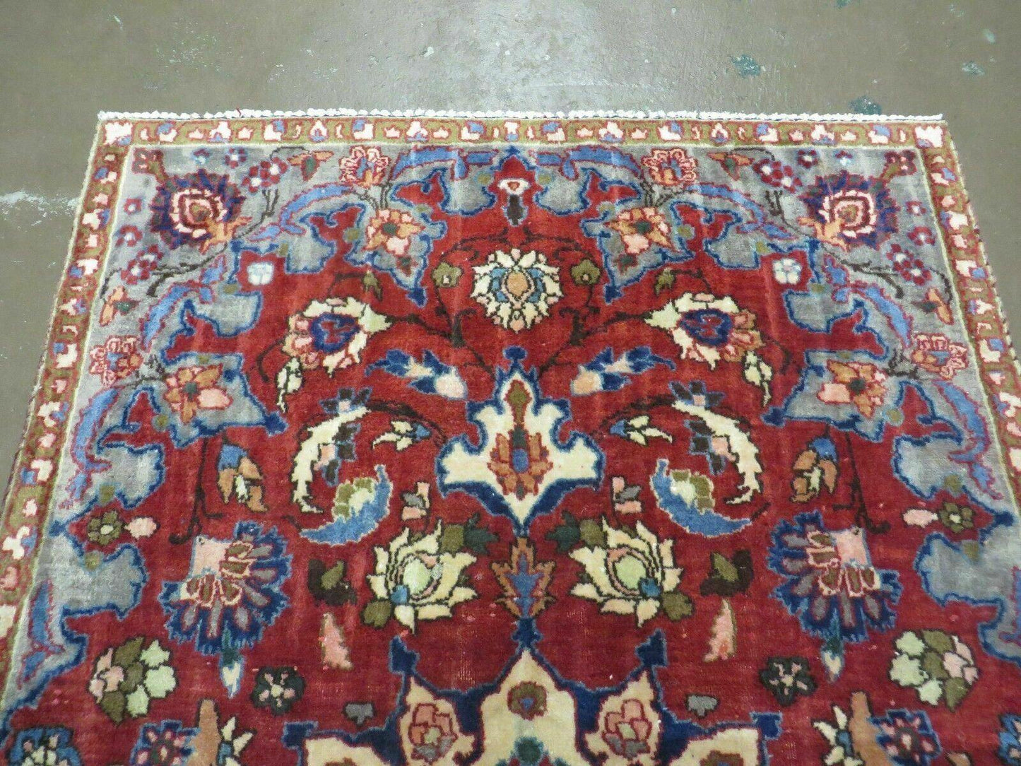 USED 4' X 6' Antique Handmade India Floral Oriental Wool Rug Vegetable Dyes #120