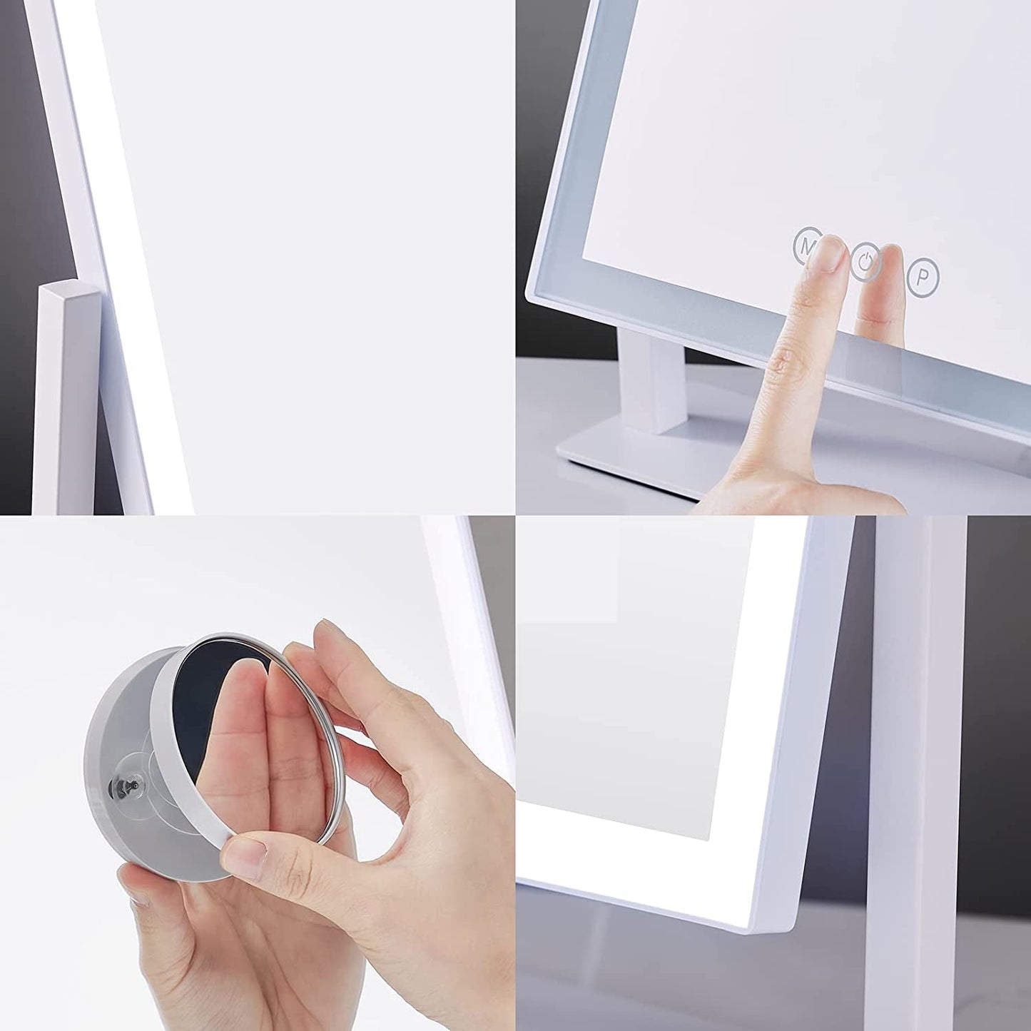 NEW 17In White Lighted Makeup Mirror 3 Color Lighting Modes And 5X Magnification