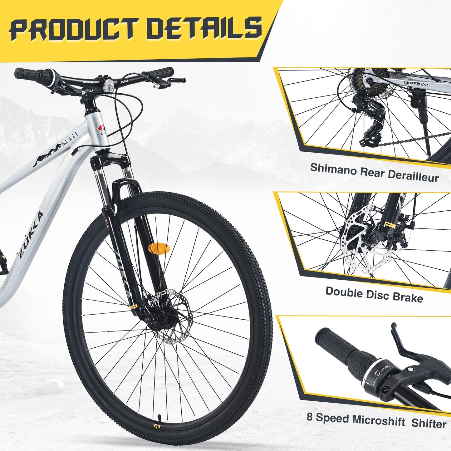 NEW 29"  Wheels 8 Speed Mountain Bike, for Men Women Boys and Girls, Front Suspension, Steel Frame
