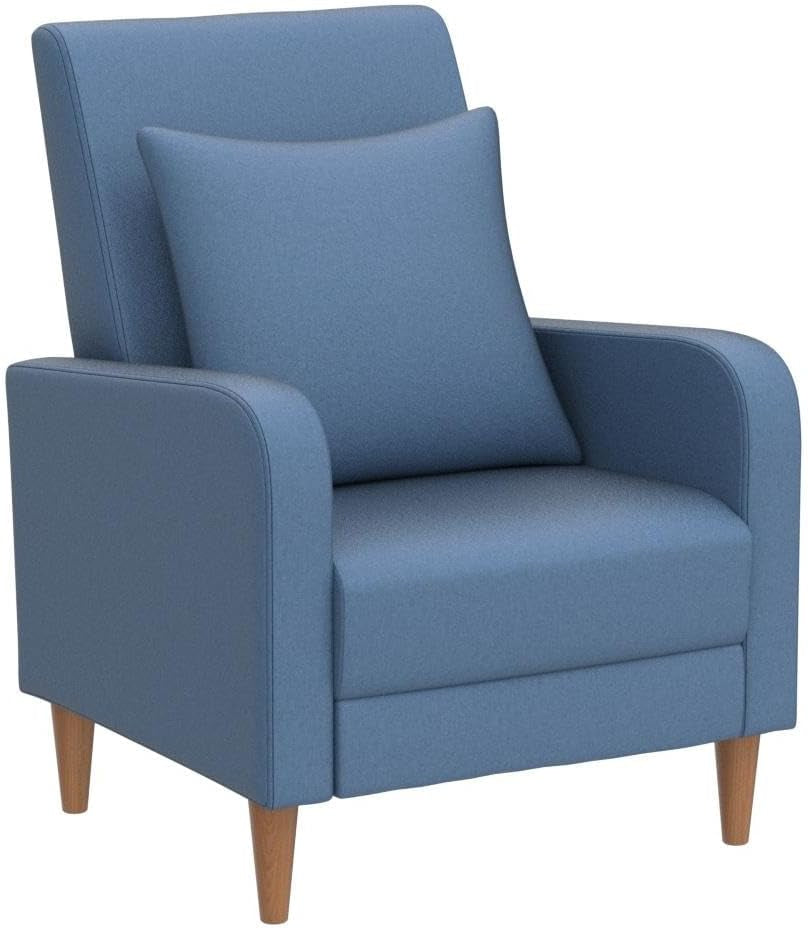 NEW Blue Upholstered Accent Armchair With Back Cushions