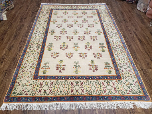 USED Tufenkian Rug 5.9 x 8.6, Tibetan Nepalese Rug, Hand Knotted, Soft Shiny Wool, Repeated Motifs, Contemporary Modern, Area Rug 6x9, Vintage