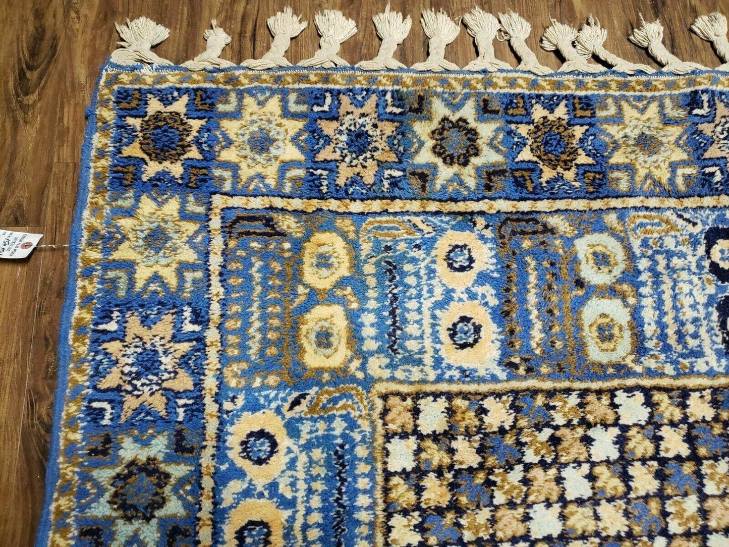 USED 7' X 10' 5" Handmade Moroccan Urban Rabat Wool Carpet Blue Area Rug